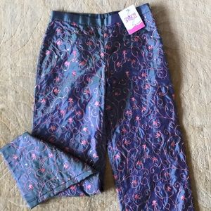 Embroidered Silk Pants